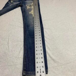 Machine Blue Distressed blue skinny jeans women 5 slim fit. SKU184#rippedjeans